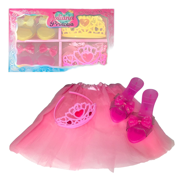 Set Disfraz Princesa Juliana Con Zapatos Pollera Y Corona