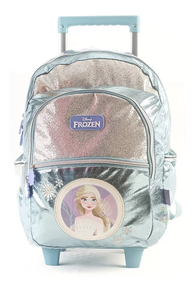 Mochila Frozen Elsa Celeste Con Carro 16 Original Wabro