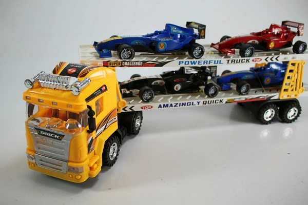 Super Camión Cargador De Autos A Fricción Fórmula Uno