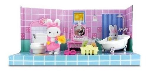 Set De Baño Muñecos De Conejos Tiny Y Cosy Con Accesorios