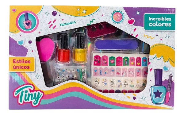 Set De Uñas Tiny Fashion Con Stickers + Esmaltes