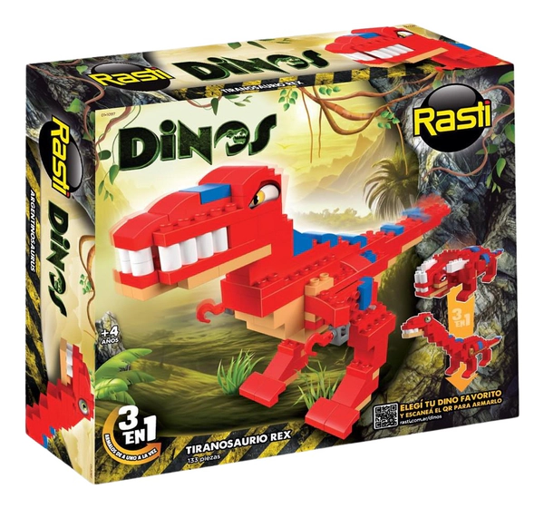 Rasti Bloques Dinosaurios Para Armar 2 En 1 Con 72 Piezas