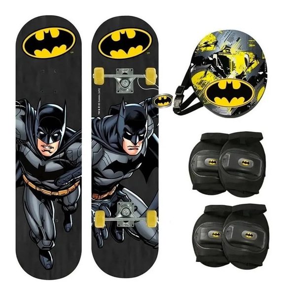 Skate Patineta Batman 50kg. + Set De Protección De Regalo