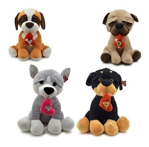 Peluche Perro Sentado Con Corazón En La Boca 70 Cm Orig