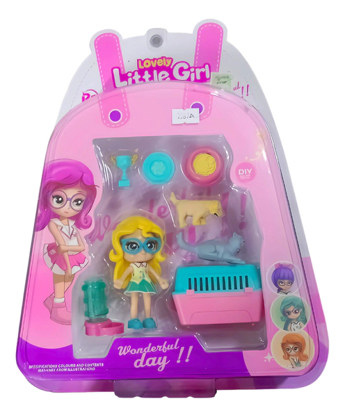 Muñecas Little Girl Con 2 Mascotas Y Accesorios P/mascotas