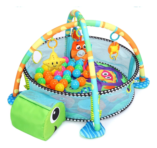 Gimnasio Manta Pelotero Tortuga Oso Bebe 3 En 1 Desmontable