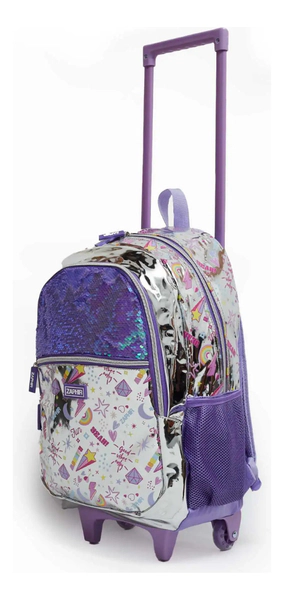 Mochila Escolar Lentejuelas Con Rueditas Desmontable 17'