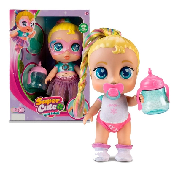 Super Cute Regi Glitzy Cool Muñeca Con Mamadera Luz Y Sonido