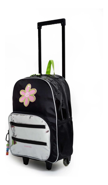 Mochila De 17 Carro Con Flor, Glitter Y Metalizada Zaphir