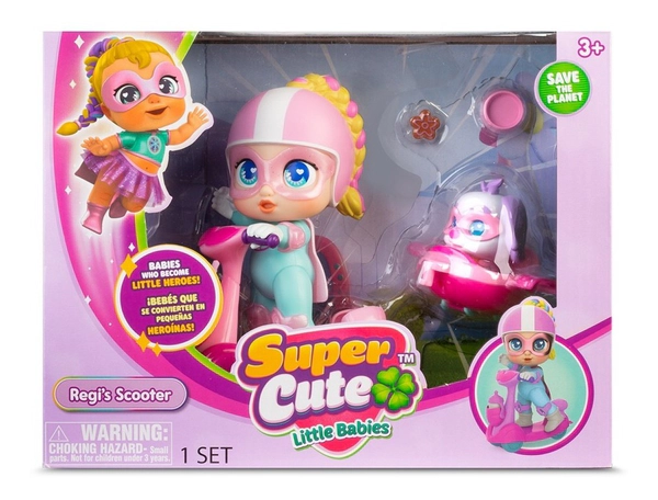 Super Cute Muñeca Glitzi Cool Regi Con Scooter Y Mascota