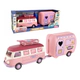 Casa Rodante Autobus Caravana Rosa Con Luz Y Sonido