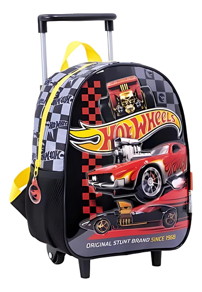 Mochila Escolar Hot Wheels Con Carro 12 Red Cars Surtido