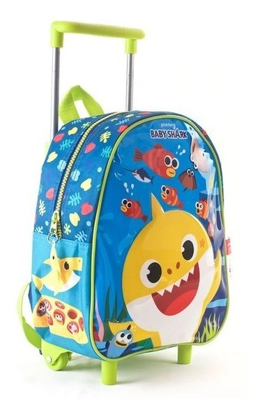 Mochila Baby Shark Pinkfong Con Carro 11 Original Wabro