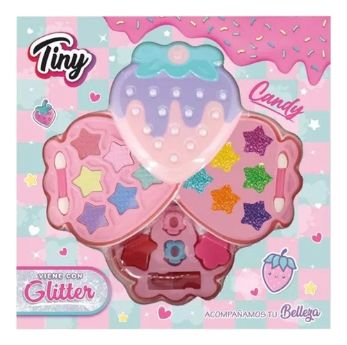Set De Maquillaje Frutilla Sombra Y Glitter Sebigus