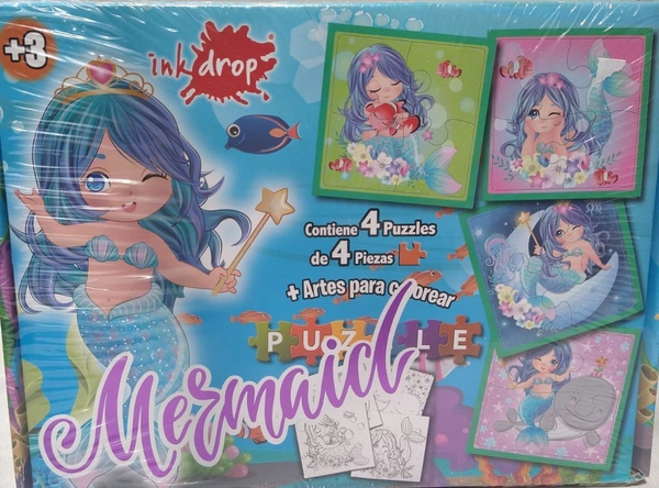 Sirenitas 4 Rompecabezas Puzzle Con 4dibujos Regalo
