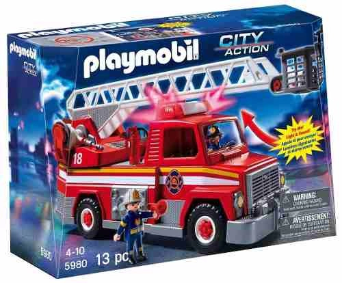 Camión De Bomberos Con Escalera, Luz Y Sonido Playmobil City