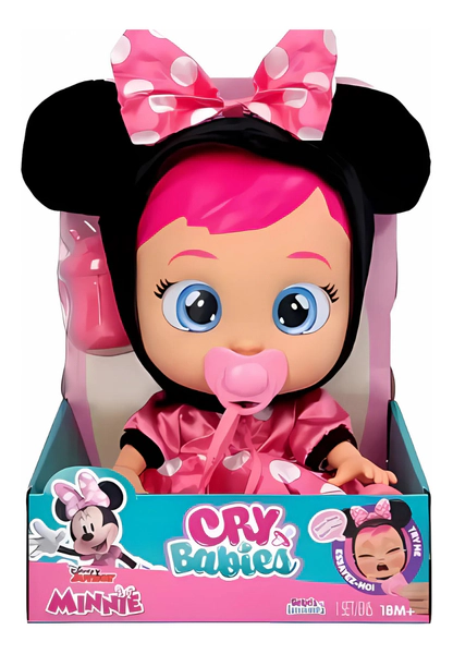 Muñeca Cry Babies Minnie Mouse Interactivo 30cm C/accesorios