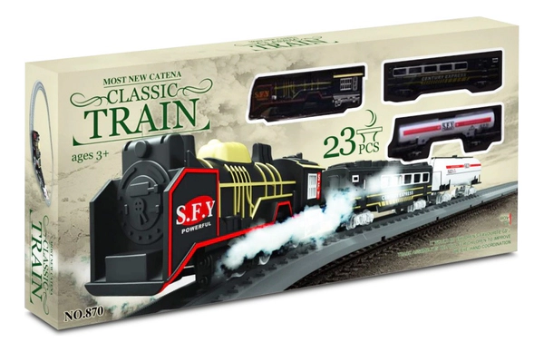 Tren A Pilas Con Vias Y Locomotora Con Dos Vagones 23piezas