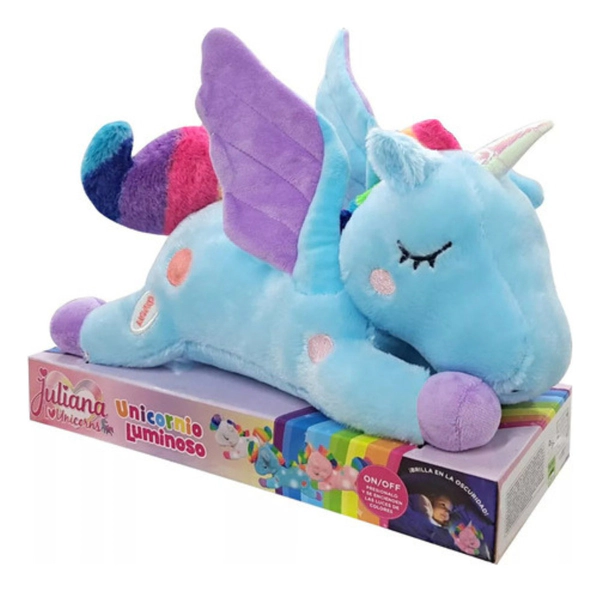 Unicornio De Peluche Luminoso Con Alas Luz De Noche Juliana