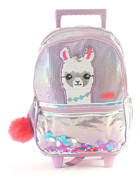 Mochila Kooshi Lentejuelas Llama Confeti Carro 17 Pulgadas