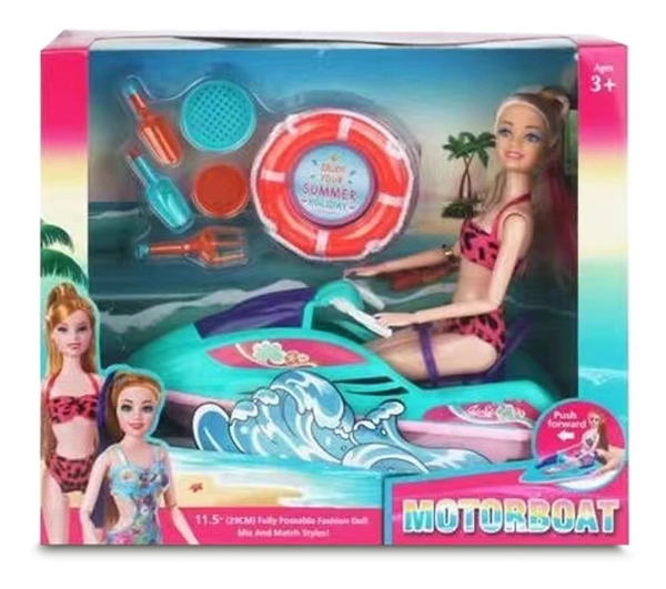 Muñeca Paloma Articulada Con Jet Sky Salvavidas C