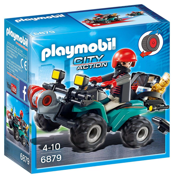 Playmobil City Action Ladron Con Quad Y Botin Original