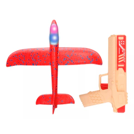Pistola Fly Shoot Con Lanzador De Avion Luminoso Resistente Rojo9