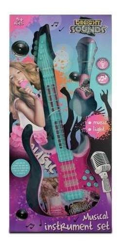 Set De Música Guitarra Y Micrófono Con Luz Y Sonido Karaok