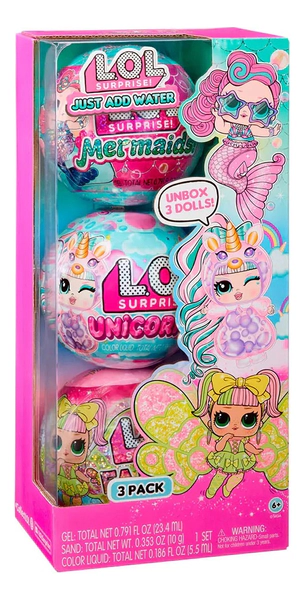 Lol Surprise Set Pack Con 3 Muñecas Sirena Unicornio Hada