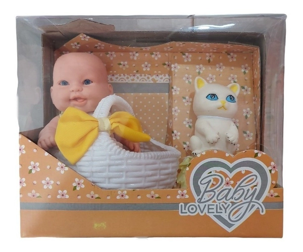 Baby Bebote Lovely Muñeca C/ Canasto Y Mascota De Regalo
