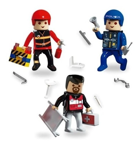 Flokys X3 Héroes De La Ciudad Rasti Bombero Policia Medico