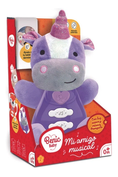 Peluche Unicornio Benic Baby Con Luces Y Sonidos