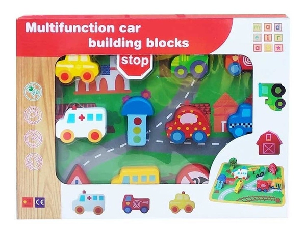 Autos De Madera Infantil Con Accesorios Didácticos Y Ciudad