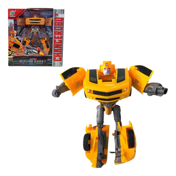 Transformable Robot Se Transforma En Auto Amarillo Original