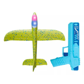 Pistola Fly Shoot Con Lanzador De Avion Luminoso Resistente Verde