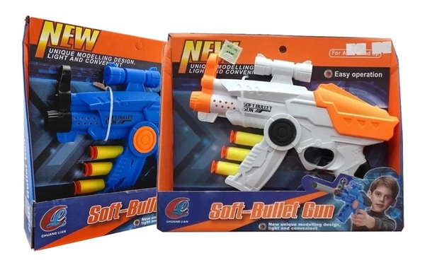 Pistola Con Balas De Goma Con Mira Simil Nerf Nenes Original