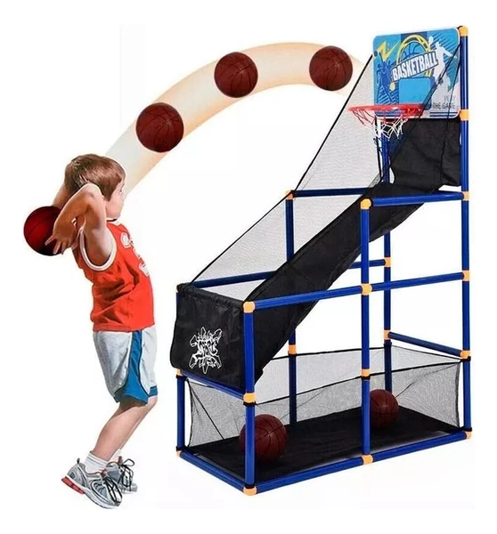 Juego Basquet Kermese C/ Pelota Inflador Y Contador Tiempo