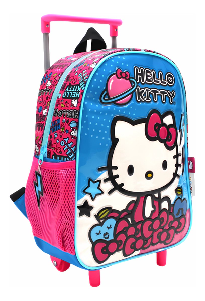 Mochila Escolar Hello Kitty Planeta Con Carro 12' Wabro