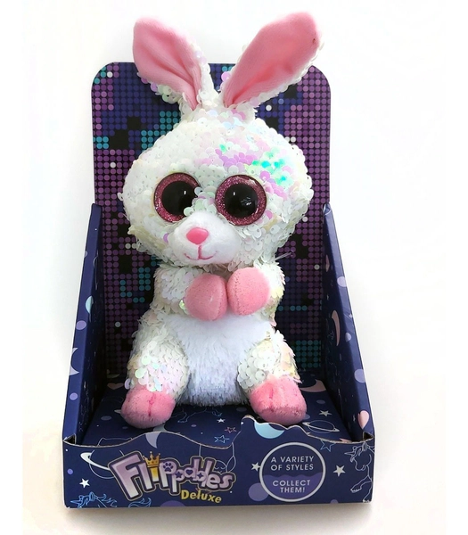 Peluche Suave Conejo Con Brillo Reversible Flipabbles