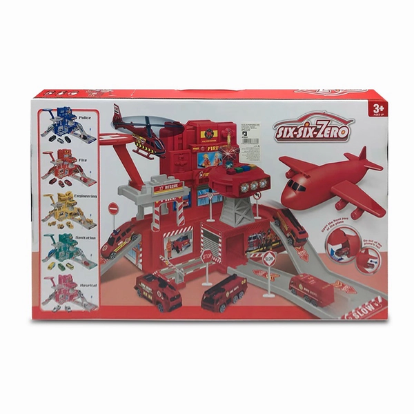 Estación Bomberos Con Porta Avión, Rampa, Autos Luz/sonido