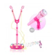 Micrófono Infantil Doble Con Pie Karaoke Rosa 100cm Sonidos