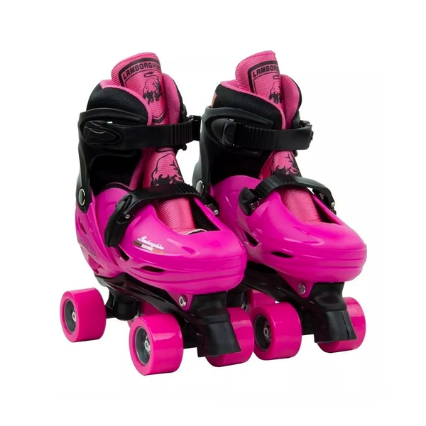 Patín 4 Ruedas Extensible C/ Set De Protección Lamborghini-FUCSIA