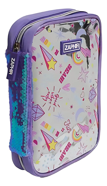 Cartuchera Escolar Metalizada Con Lentejuelas Zaphir