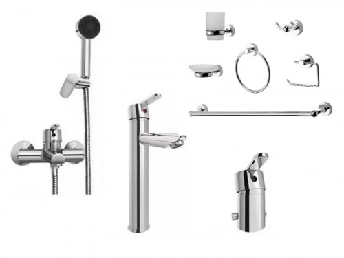 Griferia baño Peirano Bilbao Lav.alto Bidet Ducha+kit