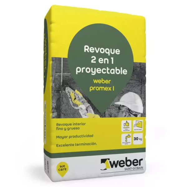 Weber Revoque Promex Interior 2 En 1 X30 Kg. Proyectable 90-2699