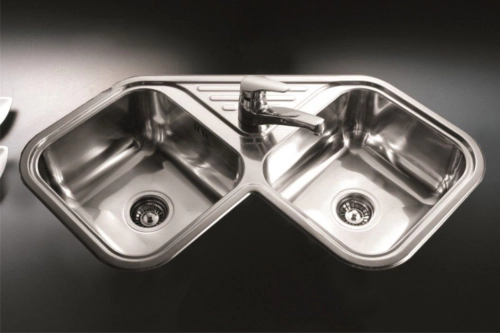 Bacha de cocina doble esquinera Johnson D78A