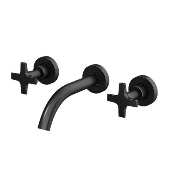 Grifería de lavatorio Andez doble comando de pared up negro