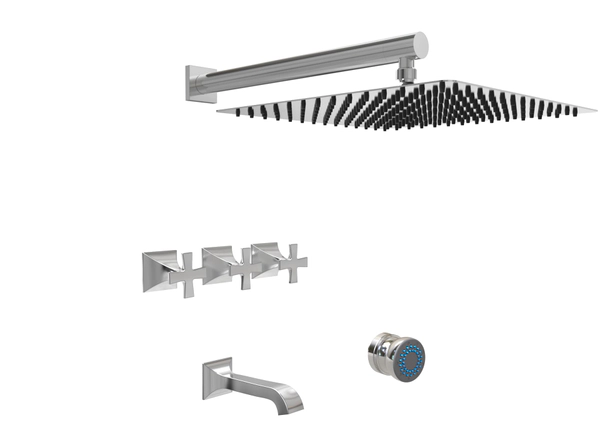 Griferia de ducha Hidromet 3 V c/escocesa New Castle cruz 51040CRCR