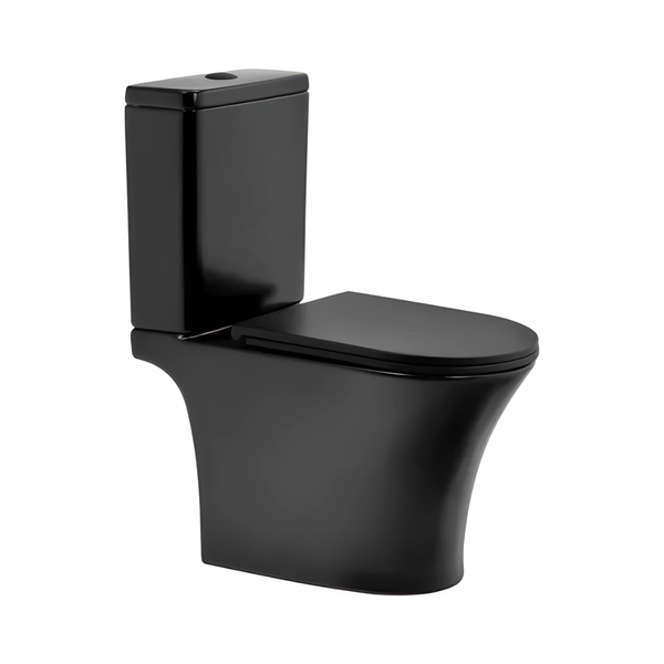 Inodoro largo con asiento y deposito Piazza Abruzzo doble descarga negro B0700NE