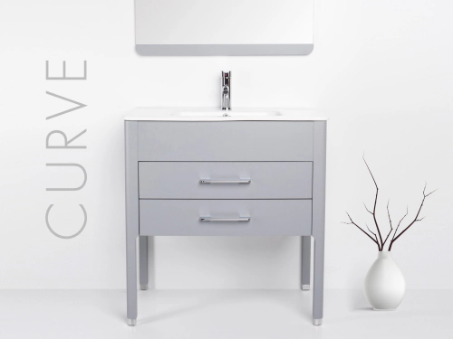 Mueble Campi Curve 100 Gris c/mesada loza 3ag
